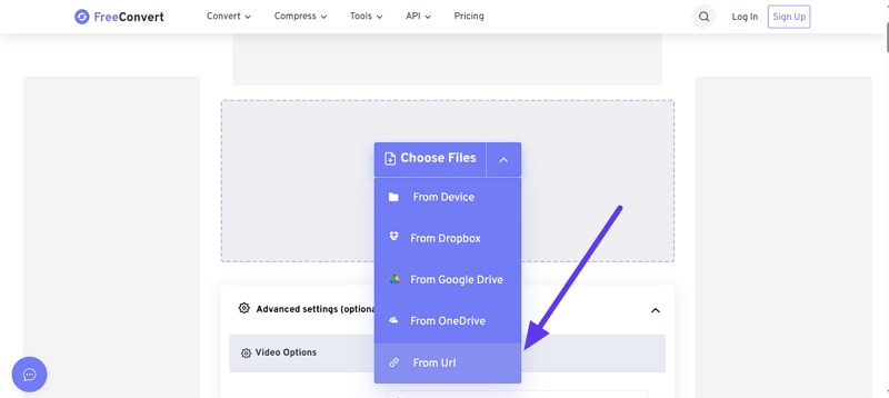choose url after accessing youtube to mov converter